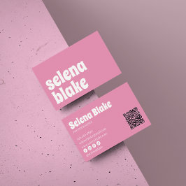 Minimalistisch wit en roze | Moderne QR-code Visitekaartje