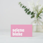 Minimalistisch wit en roze | Moderne QR-code Visitekaartje (Staand voorkant)