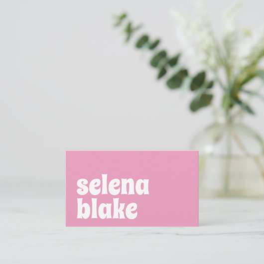 Minimalistisch wit en roze | Moderne QR-code Visitekaartje (Staand voorkant)