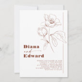 Minimalistisch Wit en Terracotta Boho Wedding Kaart (Voorkant)