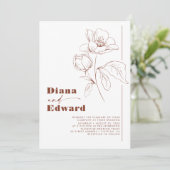 Minimalistisch Wit en Terracotta Boho Wedding Kaart (Staand voorkant)