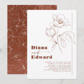 Minimalistisch Wit en Terracotta Boho Wedding Kaart (Voorkant / Achterkant)