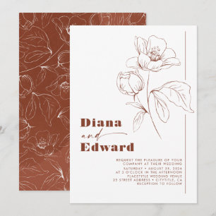 Minimalistisch Wit en Terracotta Boho Wedding Kaart