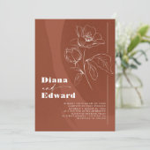 Minimalistisch Wit en Terracotta Boho Wedding Kaart (Staand voorkant)