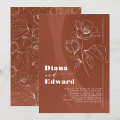 Minimalistisch Wit en Terracotta Boho Wedding Kaart (Voorkant / Achterkant)