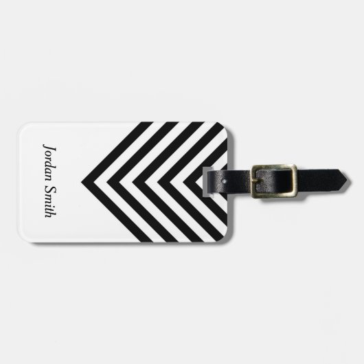 Minimalistisch wit en zwart Chevron Bagagelabel (Voorkant horizontaal)