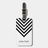 Minimalistisch wit en zwart Chevron Bagagelabel (Voorkant verticaal)
