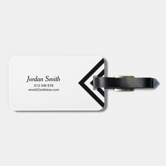 Minimalistisch wit en zwart Chevron Bagagelabel (Achterkant horizontaal)