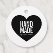 Minimalistisch wit en zwart handgemaakt hart Label (Voorkant)