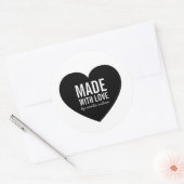 Minimalistisch wit en zwart hart gemaakt met liefd ronde sticker (Envelop)