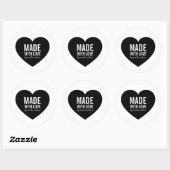 Minimalistisch wit en zwart hart gemaakt met liefd ronde sticker (Vel)