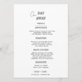 Minimalistisch wit en zwart op een dag weg bruilof menu (Voorkant)