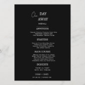 Minimalistisch wit en zwart op een dag weg bruilof menu (Voorkant)
