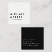 Minimalistisch wit en zwart vierkante visitekaartje (Voorkant / Achterkant)