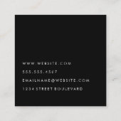 Minimalistisch wit en zwart vierkante visitekaartje (Achterkant)