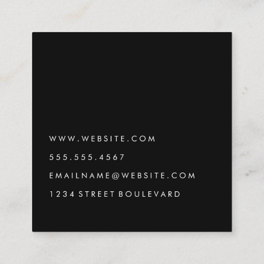 Minimalistisch wit en zwart vierkante visitekaartje (Achterkant)