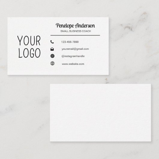 Minimalistisch wit en zwart visitekaartje (Voorkant / Achterkant)