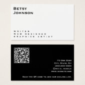 Minimalistisch Wit en Zwart Visitekaartje w QR cod (Voorkant /achterkant)