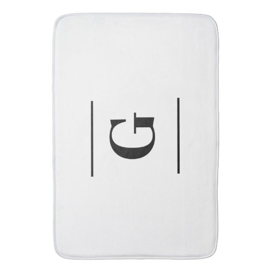 Minimalistisch wit enkelvoudig monogram badmat (Voorkant Verticaal)