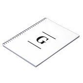 Minimalistisch wit enkelvoudig monogram notitieboek (Linkerzijde)