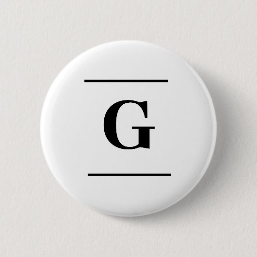 Minimalistisch wit enkelvoudig monogram ronde button 5,7 cm (Voorkant)