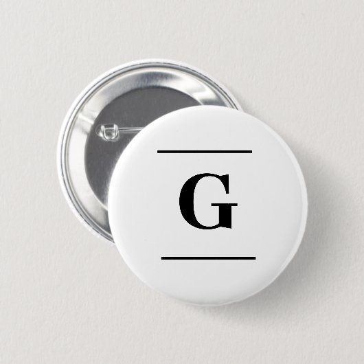 Minimalistisch wit enkelvoudig monogram ronde button 5,7 cm (Voorkant /achterkant)