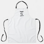 Minimalistisch wit enkelvoudig monogram schort (Voorkant)