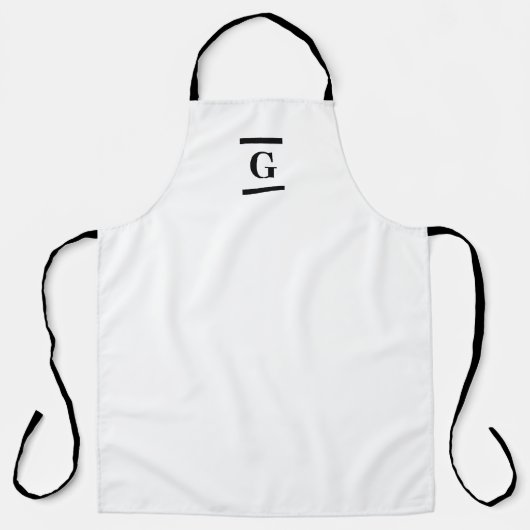 Minimalistisch wit enkelvoudig monogram schort (Voorkant)