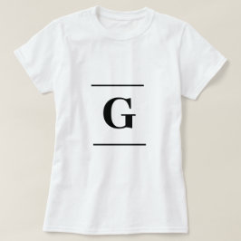 Minimalistisch wit enkelvoudig monogram t-shirt