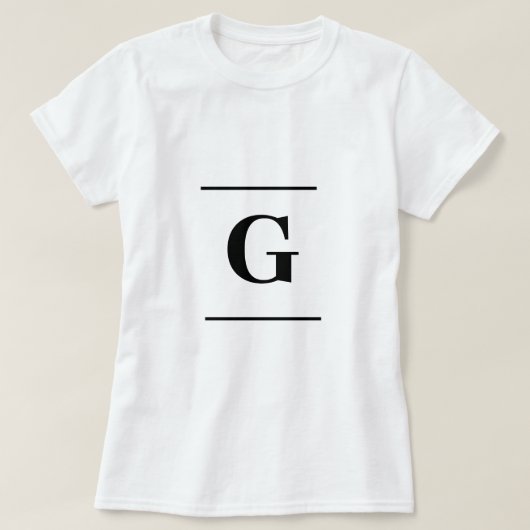 Minimalistisch wit enkelvoudig monogram t-shirt (Design voorkant)