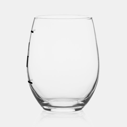 Minimalistisch wit enkelvoudig monogram wijnglas zonder voet (Links)