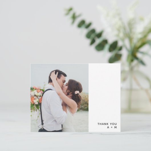 minimalistisch | wit | Foto bruiloft Hartelijk dan Briefkaart (Staand voorkant)