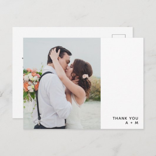 minimalistisch | wit | Foto bruiloft Hartelijk dan Briefkaart (Voorkant / Achterkant)