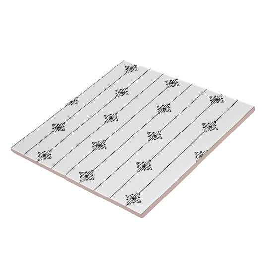 Minimalistisch wit geometrisch patroon tegeltje (Zijkant)