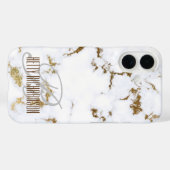Minimalistisch wit glitter marmeren Initiaal monog Case-Mate iPhone Case (Achterkant (horizontaal))