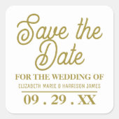 Minimalistisch - Wit & Goud - Bewaar de Datum Vierkante Sticker (Voorkant)