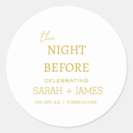 Minimalistisch wit & goud de avond ervoor ronde sticker