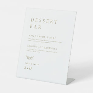 Minimalistisch Wit Goud Dessert Menu Trouwbord Reclamebord Met Voetstuk
