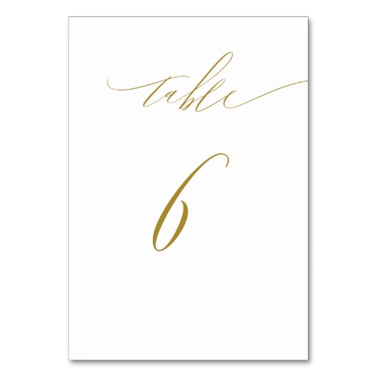 Minimalistisch wit goud Elegant Script No 6 bruilo Kaart (Achterkant)