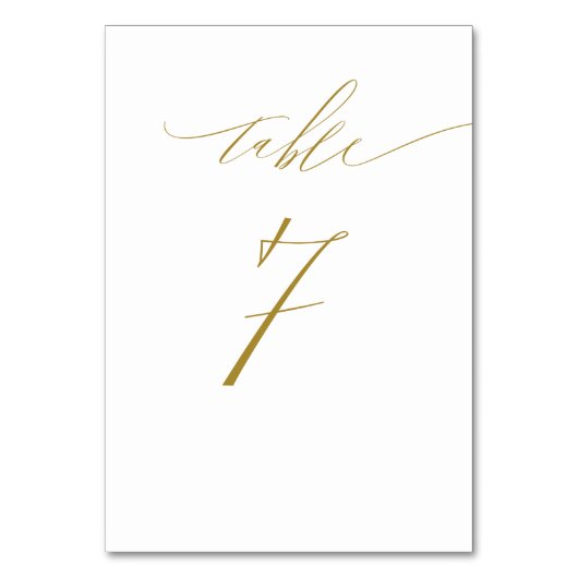 Minimalistisch wit goud Elegant Script No 7 bruilo Kaart (Achterkant)