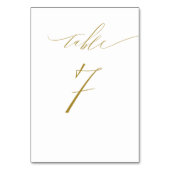 Minimalistisch wit goud Elegant Script No 7 bruilo Kaart (Voorkant)