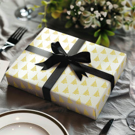 Minimalistisch wit goud groen kerstboom patroon inpakpapier vel