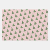 Minimalistisch wit goud groen kerstboom patroon inpakpapier vel (Voorkant 3)