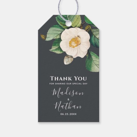 Minimalistisch wit Japans Camellia Wedding Cadeaulabel (Voorkant)