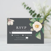 Minimalistisch wit Japans Camellia Wedding RSVP Informatiekaartje (Staand voorkant)