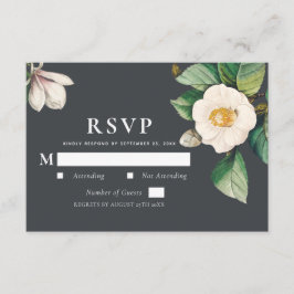 Minimalistisch wit Japans Camellia Wedding RSVP Informatiekaartje