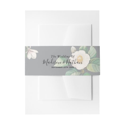 Minimalistisch wit Japans Camellia Wedding Uitnodigingen Wikkel (Voorkant Voorbeeld)