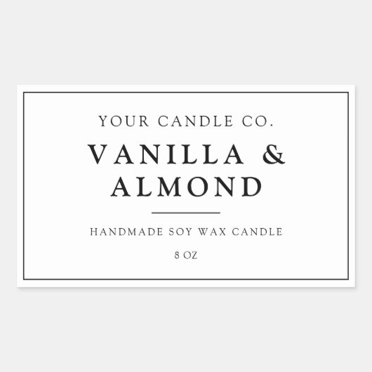 Minimalistisch wit kaarsenetiket rechthoekige sticker (Voorkant)