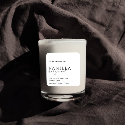 Minimalistisch wit kaarsenetiket vierkante sticker