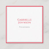 Minimalistisch wit kersenrood eenvoudig vet elegan vierkante visitekaartje (Voorkant)